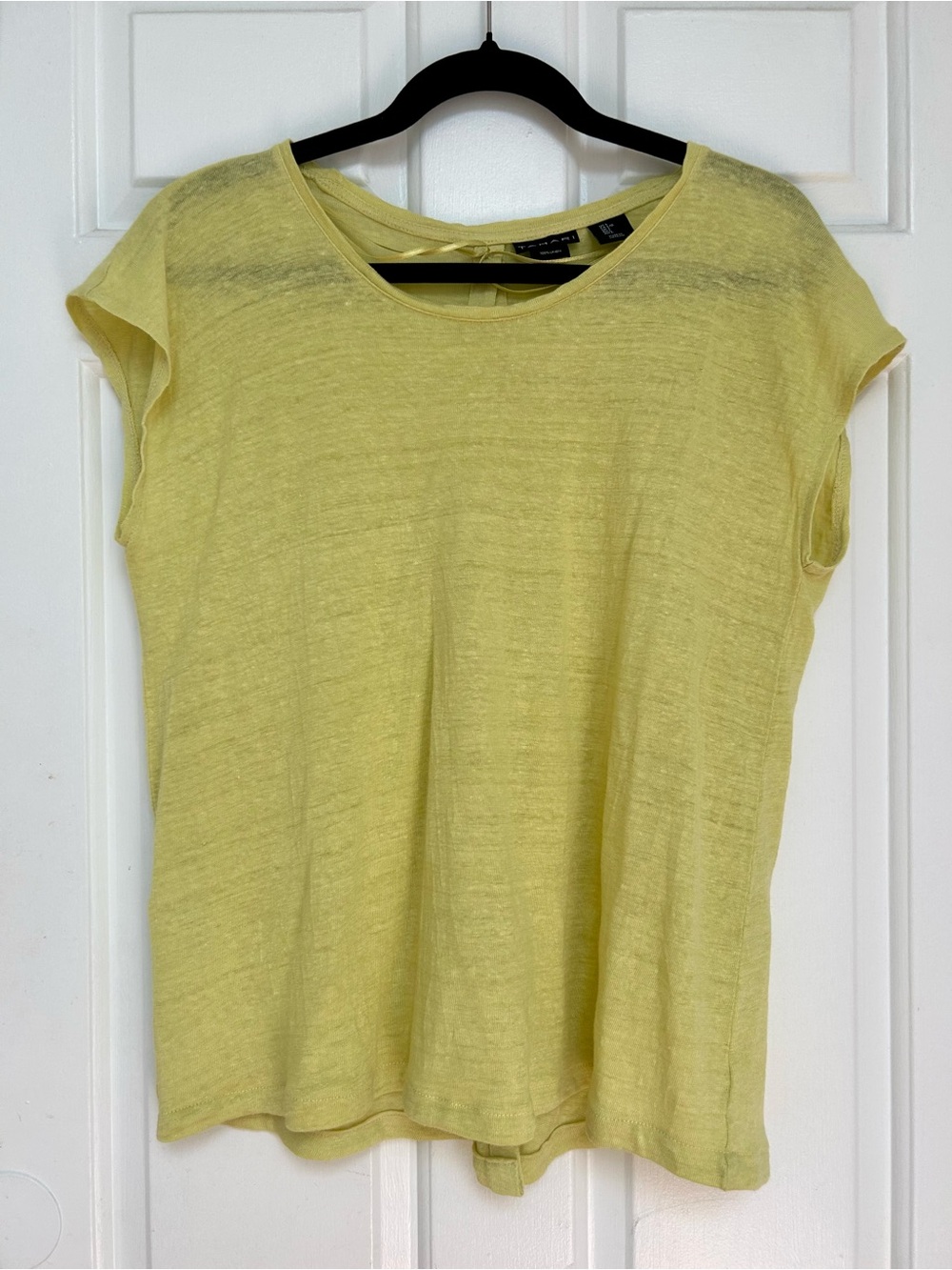 Tahari 100% Linen yellow top Size L